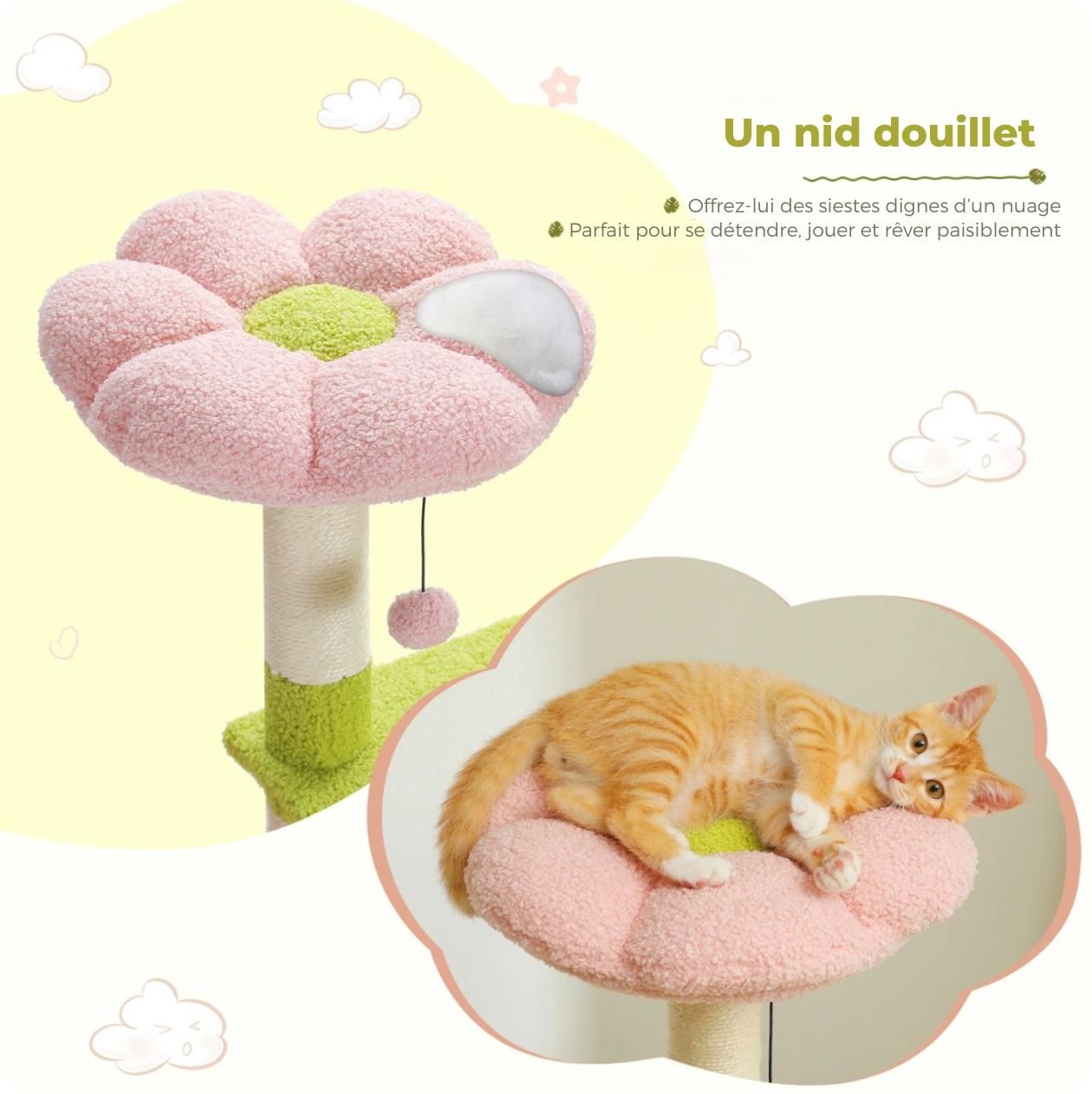 Arbre à chat pastel – 125 cm