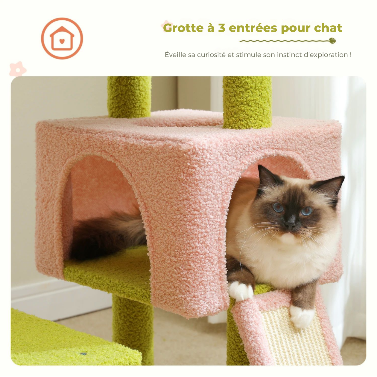 Arbre à chat pastel – 125 cm