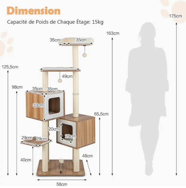 Arbre à chat design en bois – Élégant, fonctionnel et parfait pour tous les chats