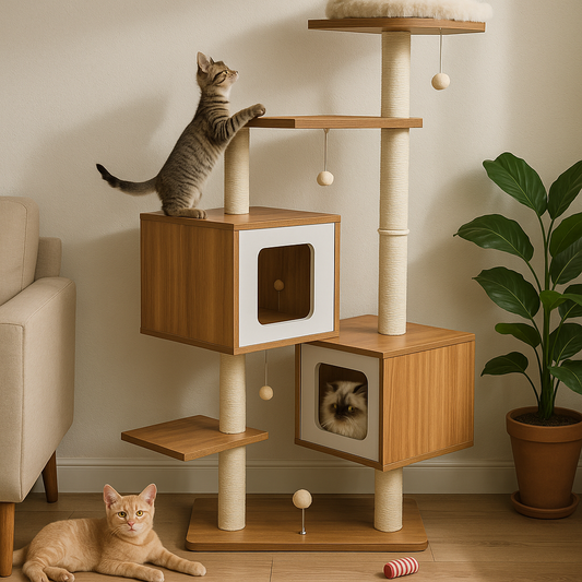 Arbre à chat design en bois – Élégant, fonctionnel et parfait pour tous les chats